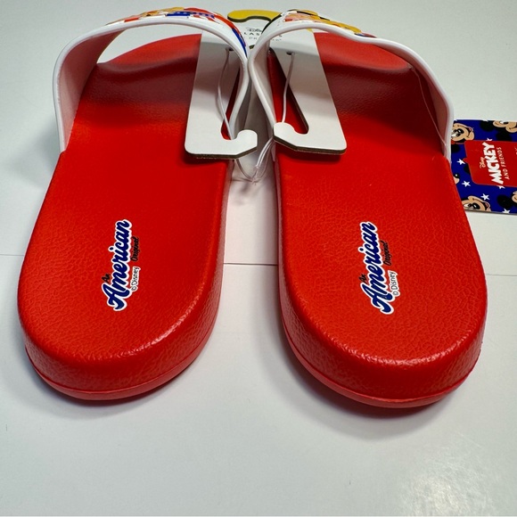 NWT. Disney Primark Women's Red Mickey Mouse 4th of July slides size 10 women - Picture 3 of 9
